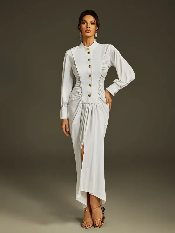 Liviu Long Sleeve Ruched Midi Dress sold by Mew Mews