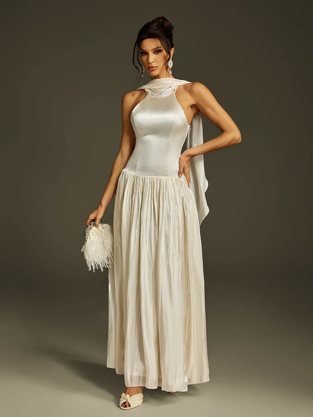 Litzy Halterneck Ruched Maxi Dress sold by Mew Mews product image thumbnail 5