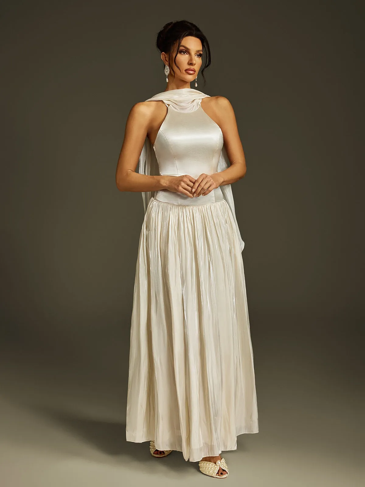 Litzy Halterneck Ruched Maxi Dress sold by Mew Mews product image thumbnail 4