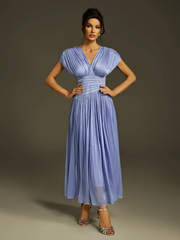 Kasen V Neck Ruched Maxi Dress sold by Mew Mews