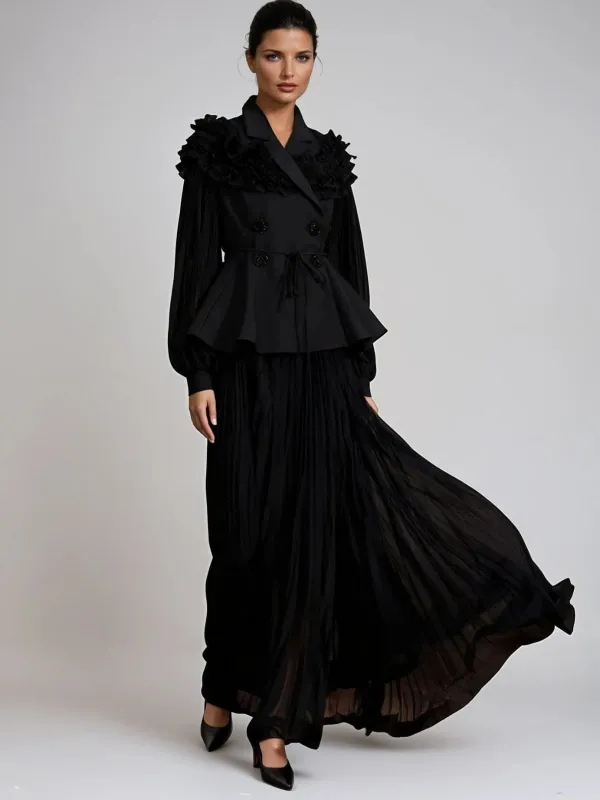 Chryseos Folded Collar Pleated Skirt Set sold by Mew Mews