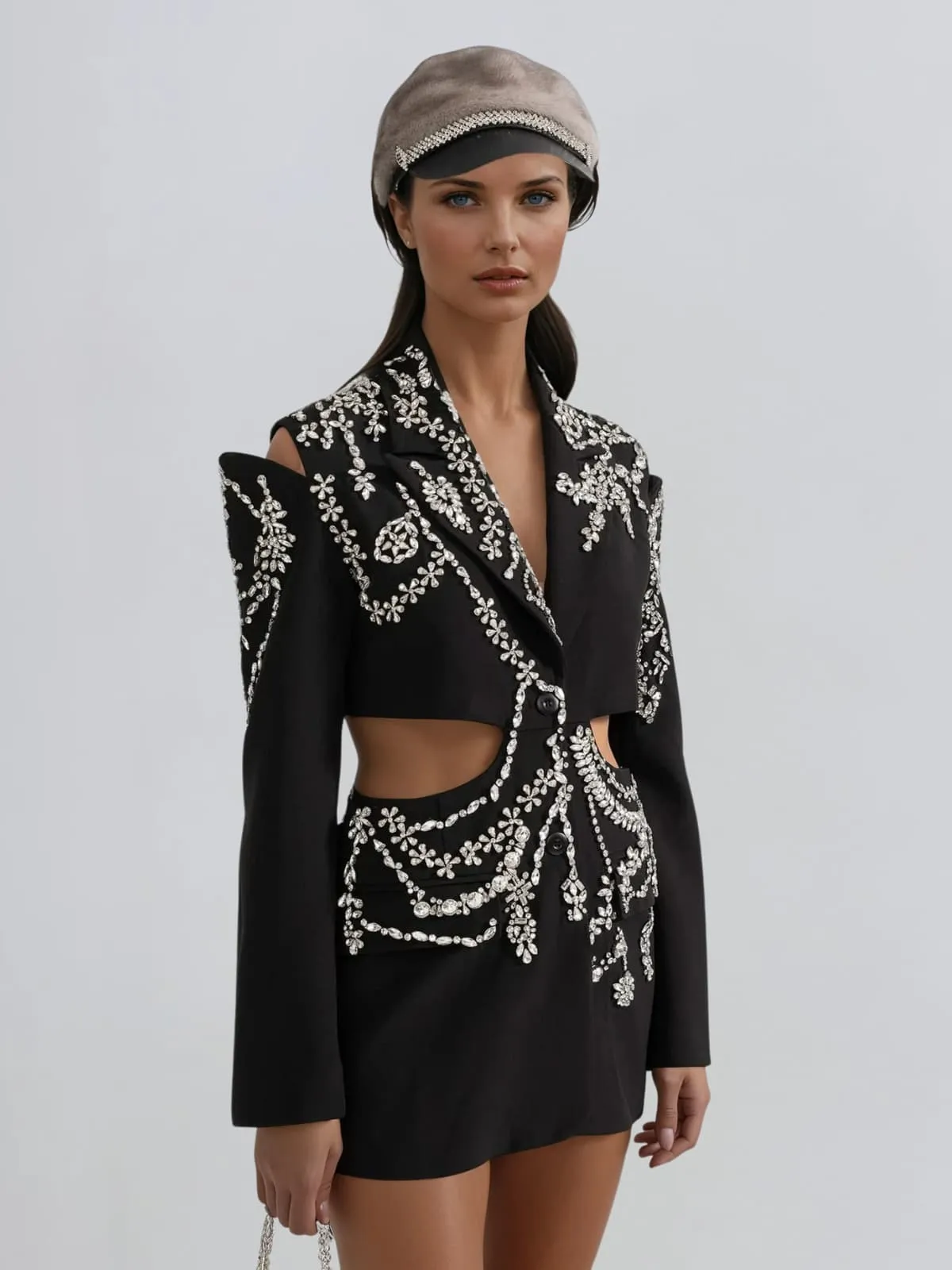 Caldera V Neck Crystal Cutout Blazer sold by Mew Mews product image thumbnail 2