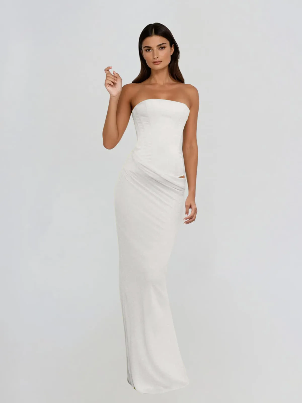Dyrthia Strapless Lace Up Maxi Dress sold by Mew Mews product image thumbnail 3