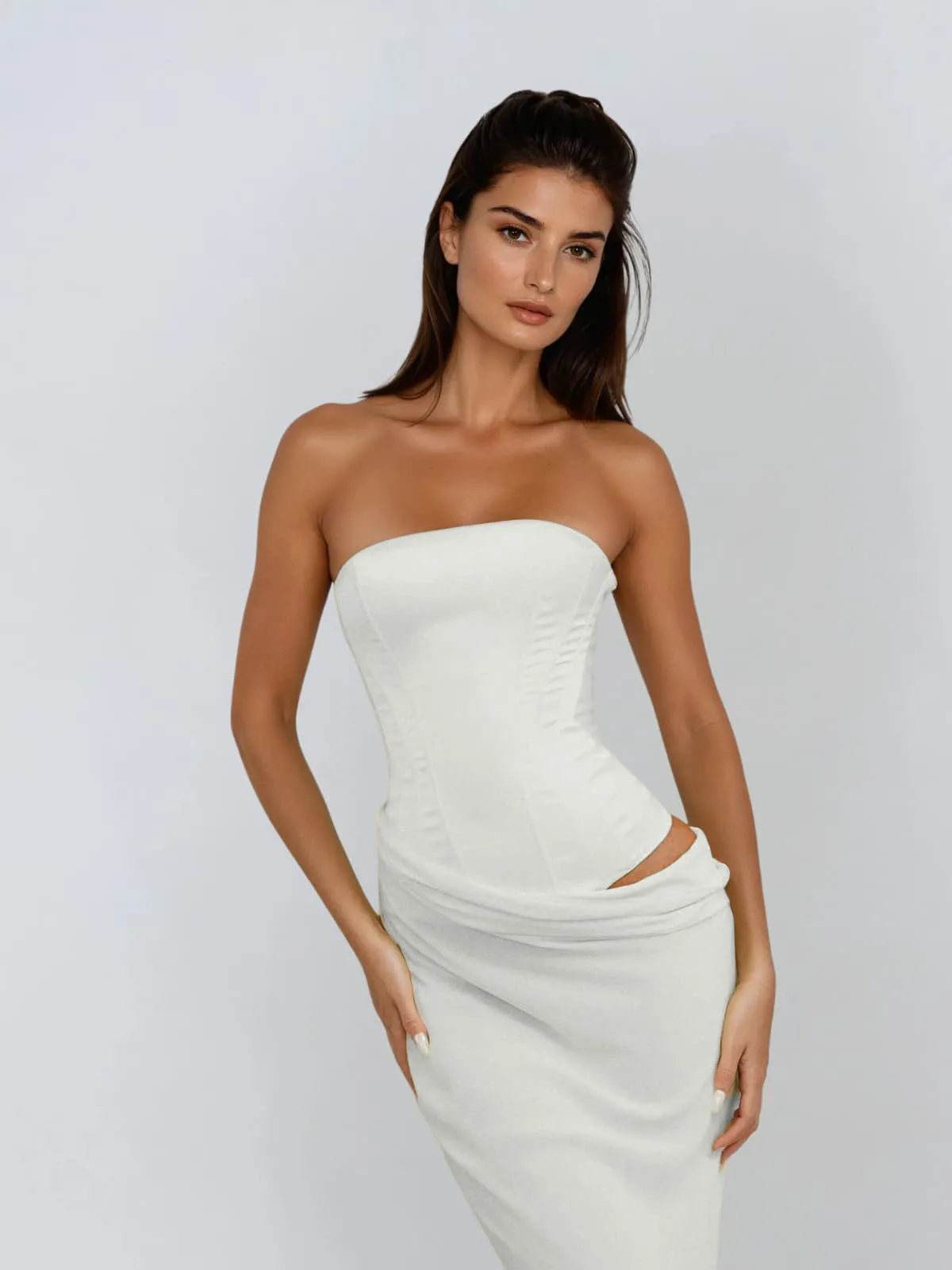 Dyrthia Strapless Lace Up Maxi Dress sold by Mew Mews product image thumbnail 4