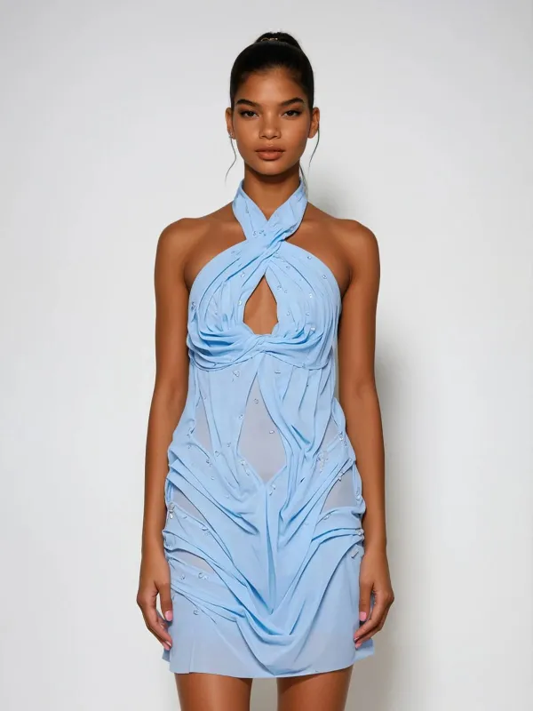 Izrik Halterneck Ruched Mini Dress sold by Mew Mews