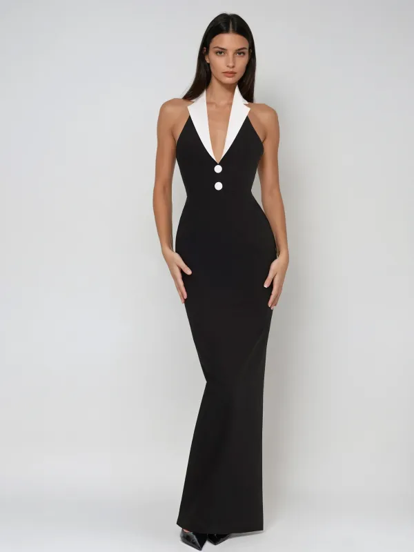 Raerthar Plunge Neck Bandage Maxi Dress sold by Mew Mews