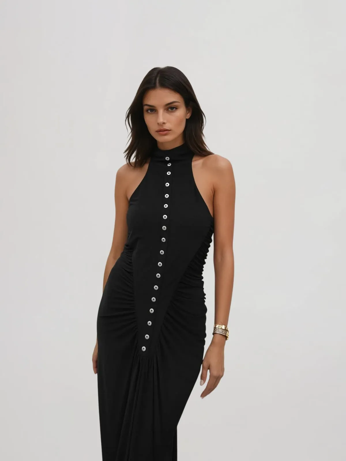 Dychron Sleeveless Single Breasted Maxi Dress sold by Mew Mews product image thumbnail 5