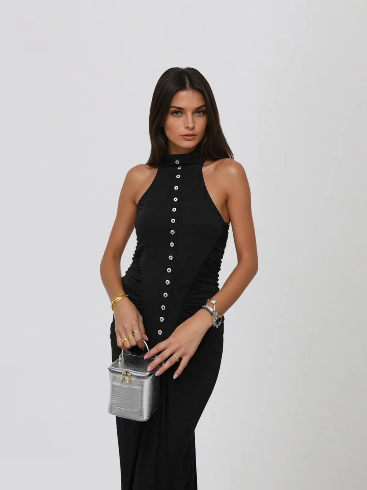 Dychron Sleeveless Single Breasted Maxi Dress sold by Mew Mews product image thumbnail 3