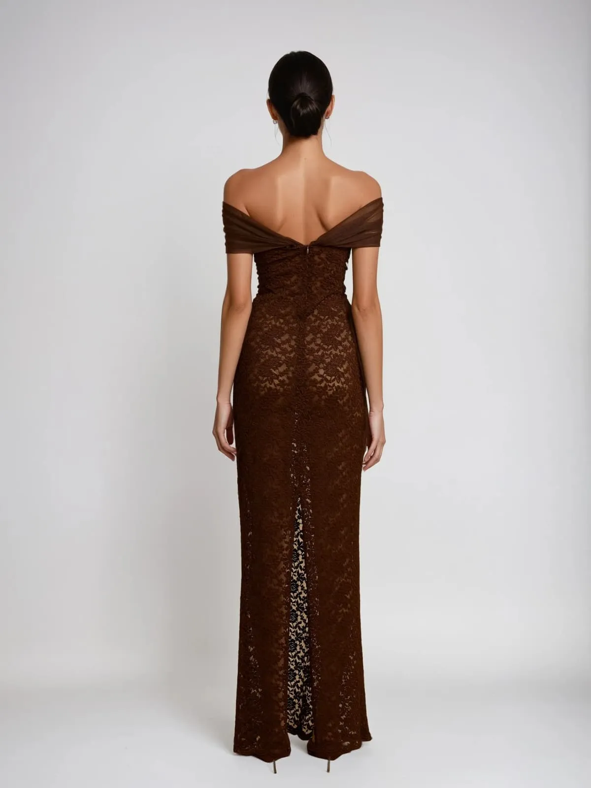 Dilaton Off Shoulder Lace Split Maxi Dress sold by Mew Mews product image thumbnail 5