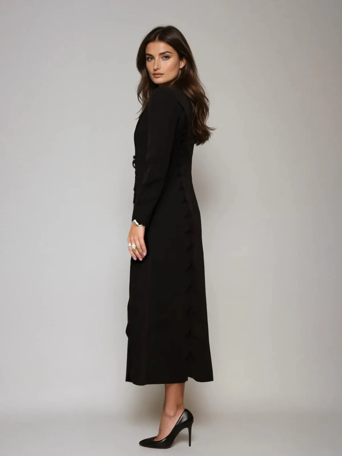 Drusoid V Neck Bow Midi Dress sold by Mew Mews product image thumbnail 3