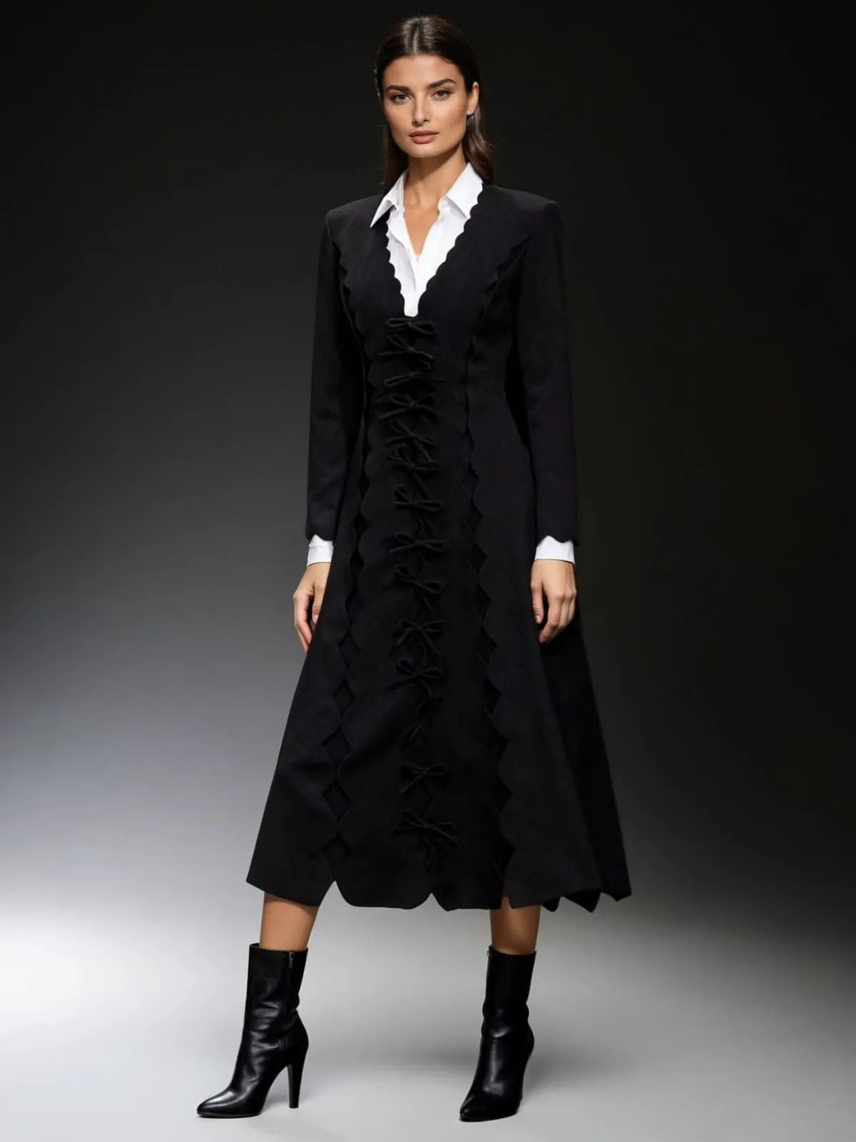 Drusoid V Neck Bow Midi Dress sold by Mew Mews