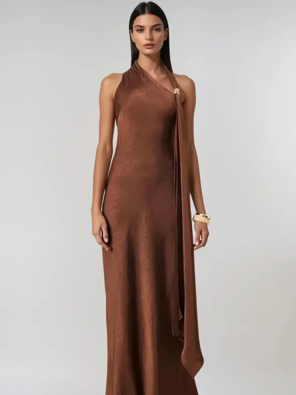 Vaeltric Halterneck Draped Maxi Dress sold by Mew Mews