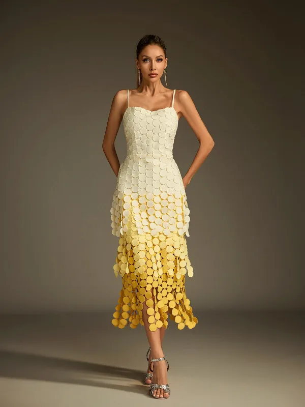 Diamara Ombre Spaghetti Cutout Midi Dress sold by Mew Mews