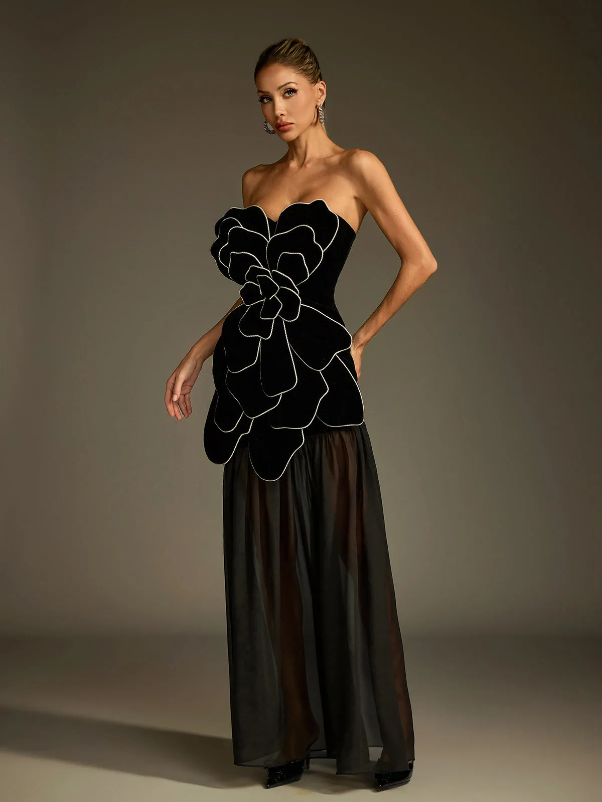 Luffy Stapless Flower Mesh Maxi Dress sold by Mew Mews product image thumbnail 2