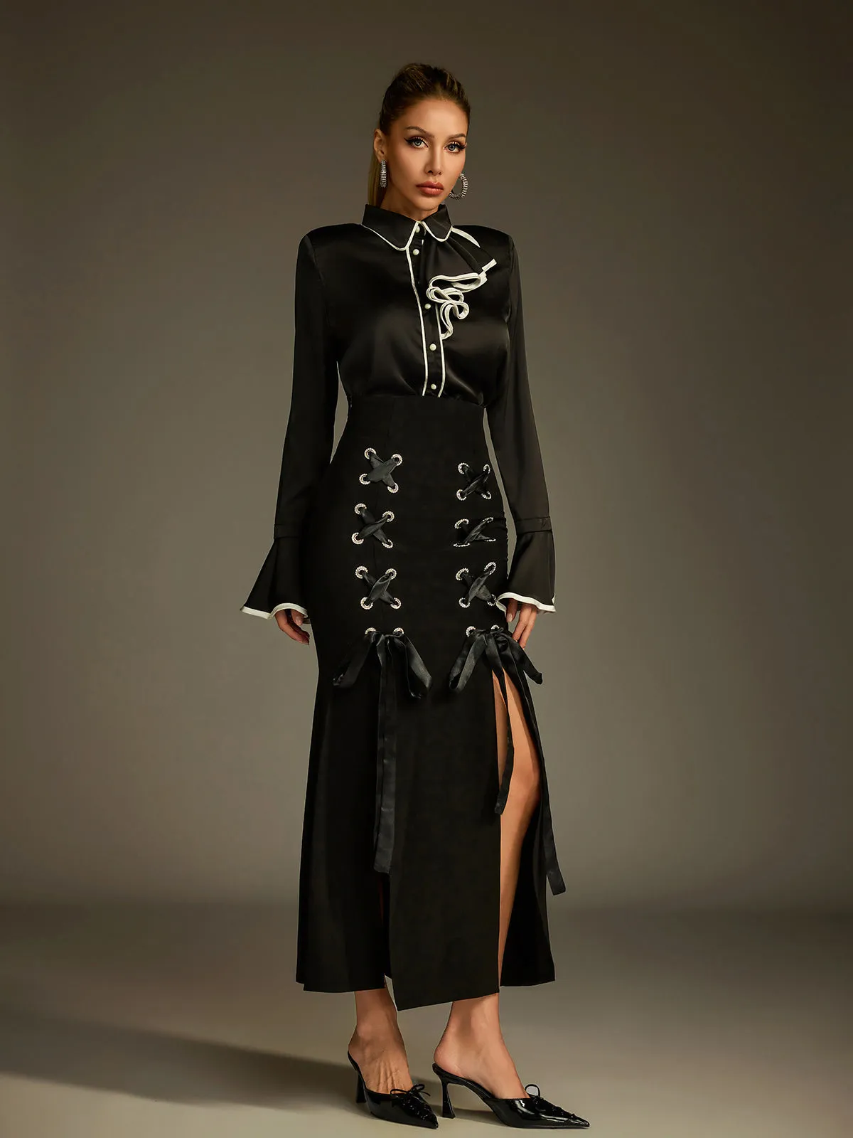 Ludwig Flare Sleeve Lace Up Skirt Set sold by Mew Mews product image thumbnail 5