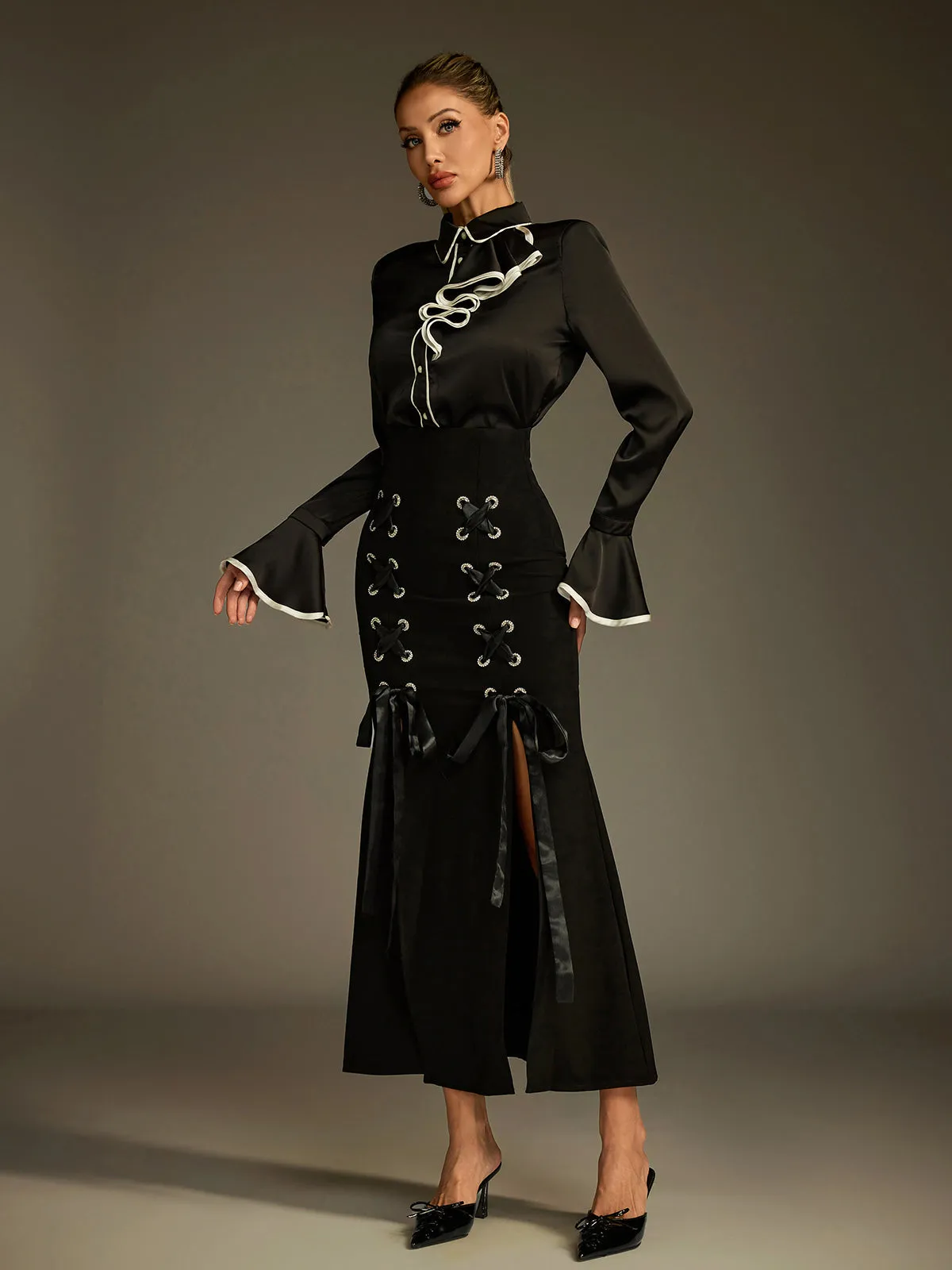 Ludwig Flare Sleeve Lace Up Skirt Set sold by Mew Mews product image thumbnail 2