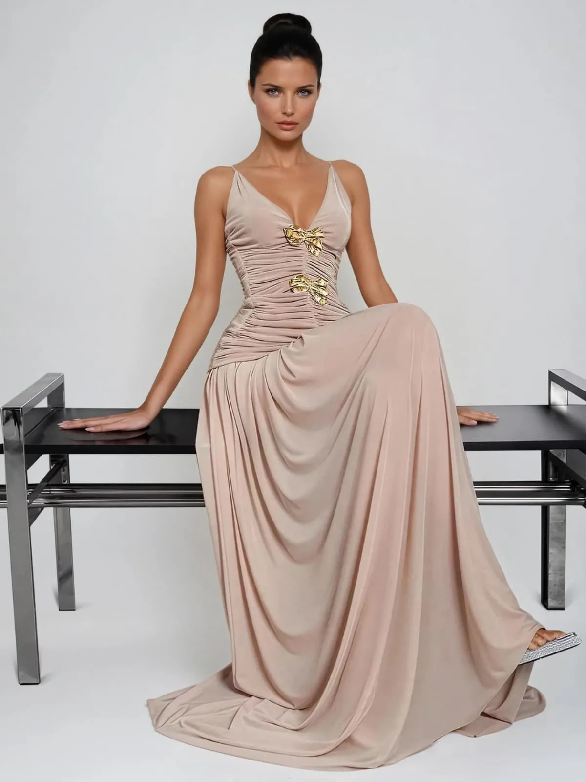 Cinderon V Neck Ruched Skirt Set sold by Mew Mews product image thumbnail 3