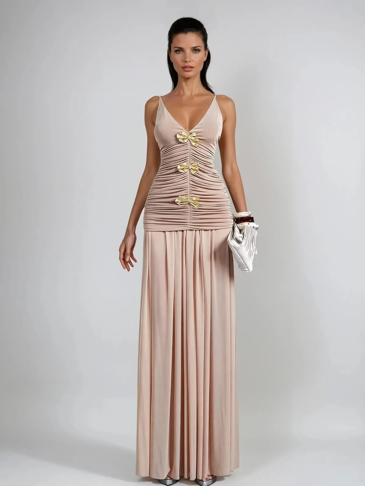 Cinderon V Neck Ruched Skirt Set sold by Mew Mews