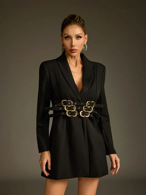 Ludolf Long Sleeve Belted Blazer made by Mew Mews