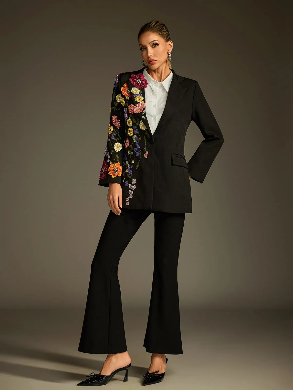 Ludmila Flower Embroidered Blazer sold by Mew Mews product image thumbnail 4
