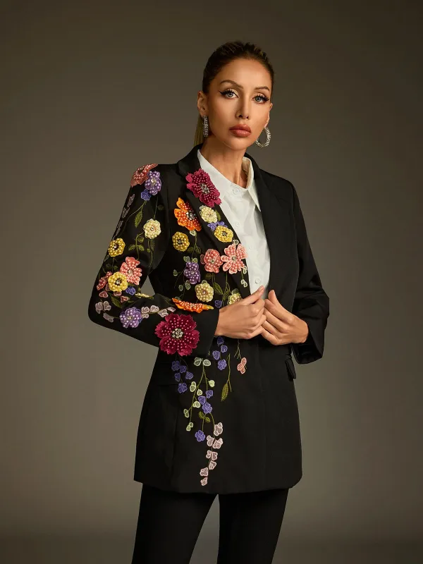 Ludmila Flower Embroidered Blazer sold by Mew Mews