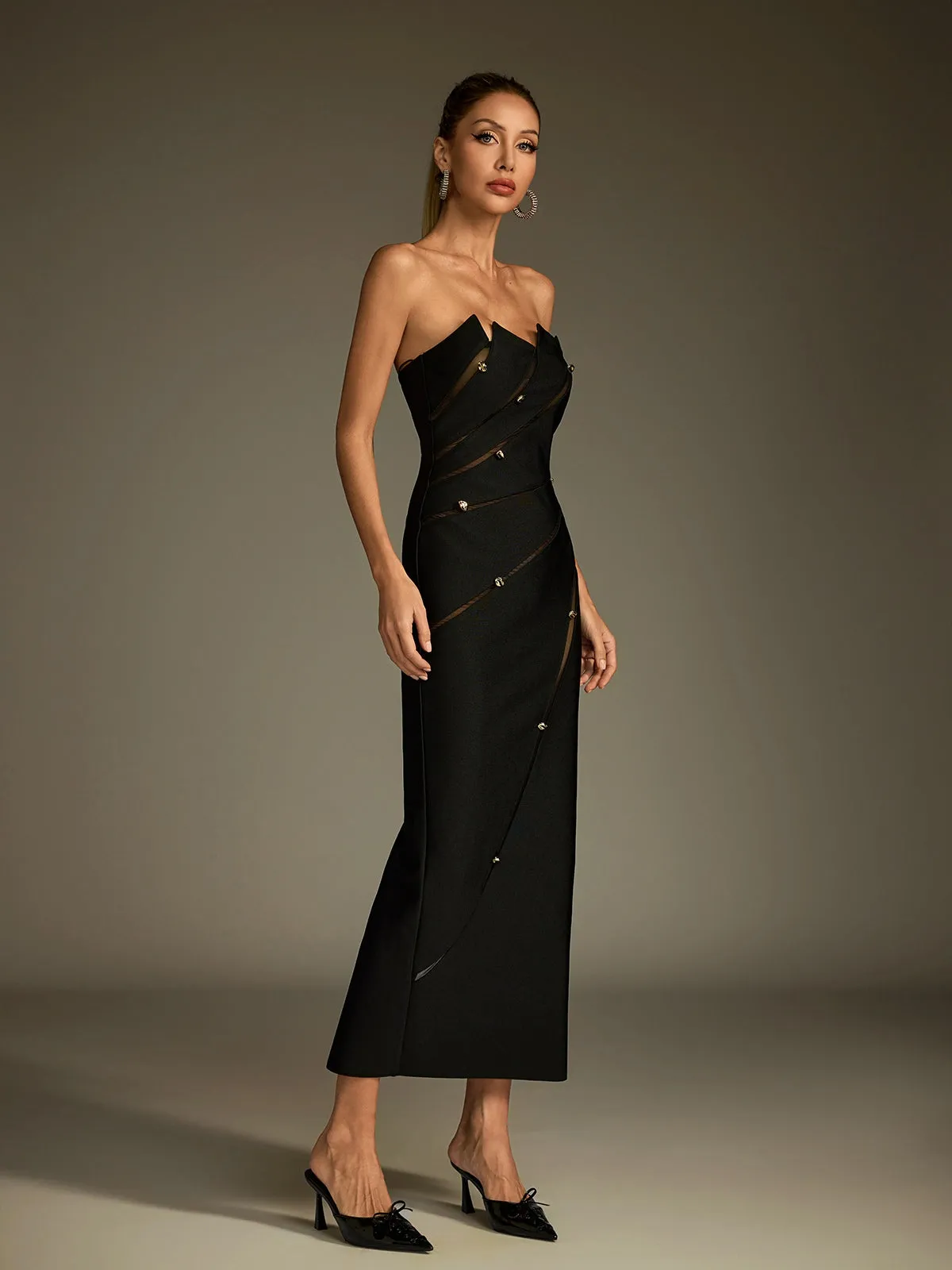 Laethar Strapless Maxi Dress In Black sold by Mew Mews product image thumbnail 4