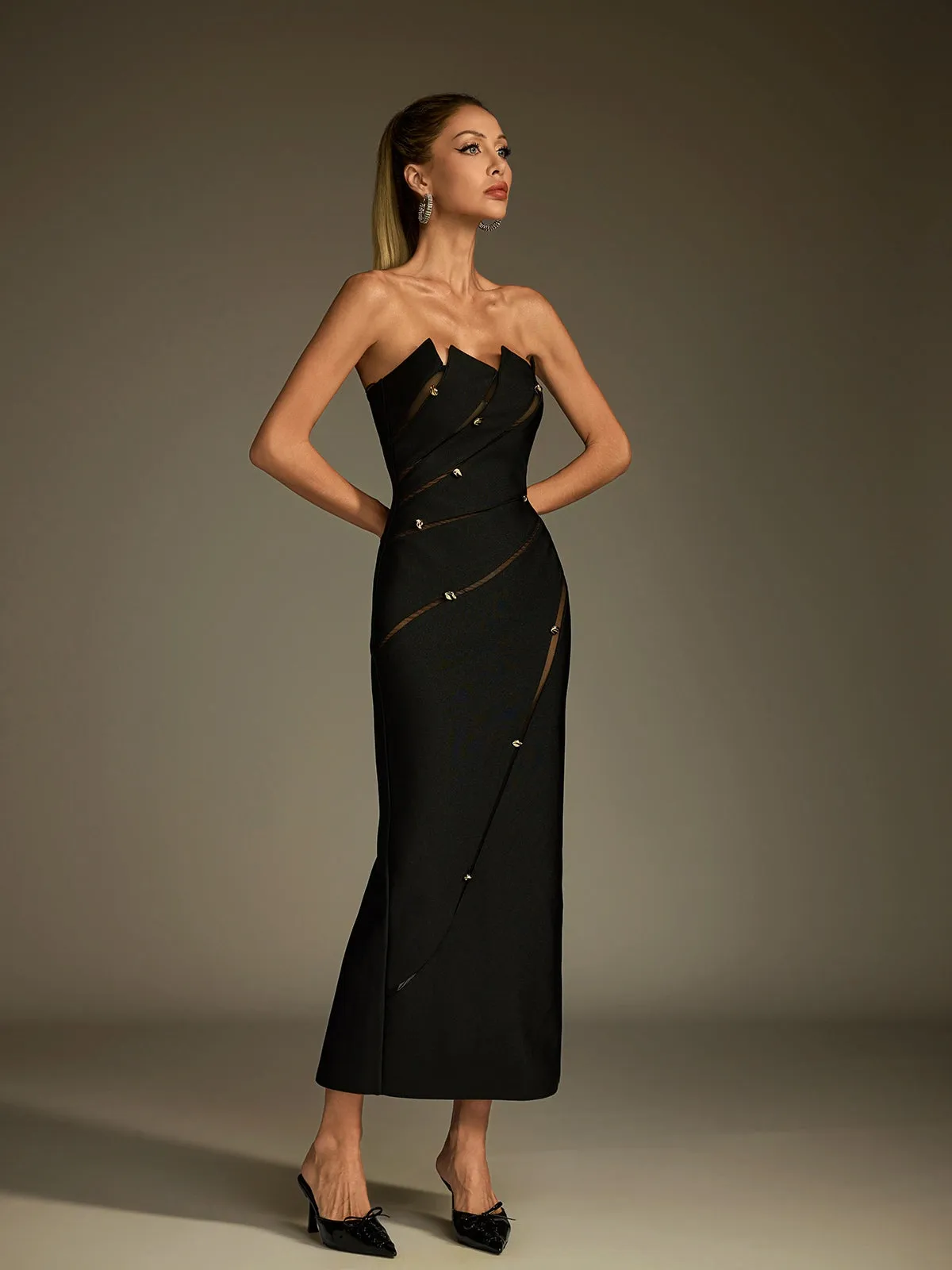 Laethar Strapless Maxi Dress In Black sold by Mew Mews product image thumbnail 5