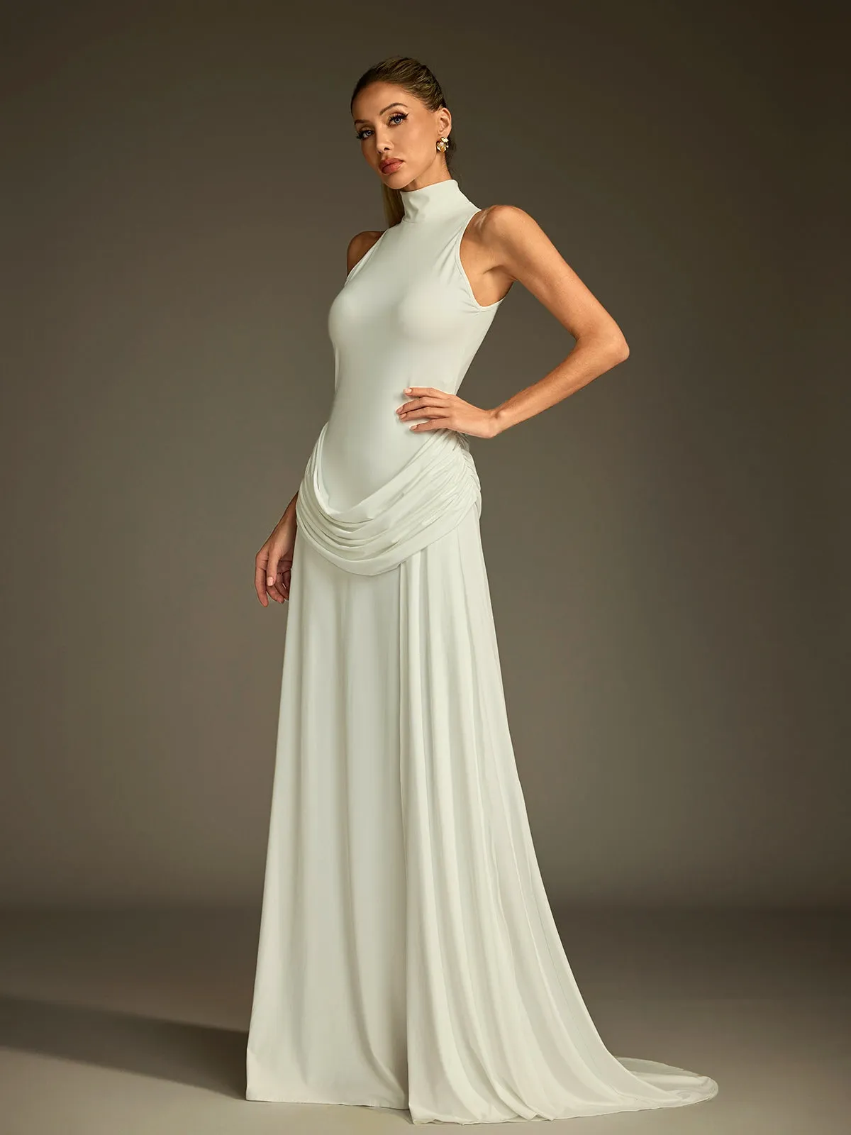 Rhiannon High Neck Split Maxi Dress sold by Mew Mews product image thumbnail 5