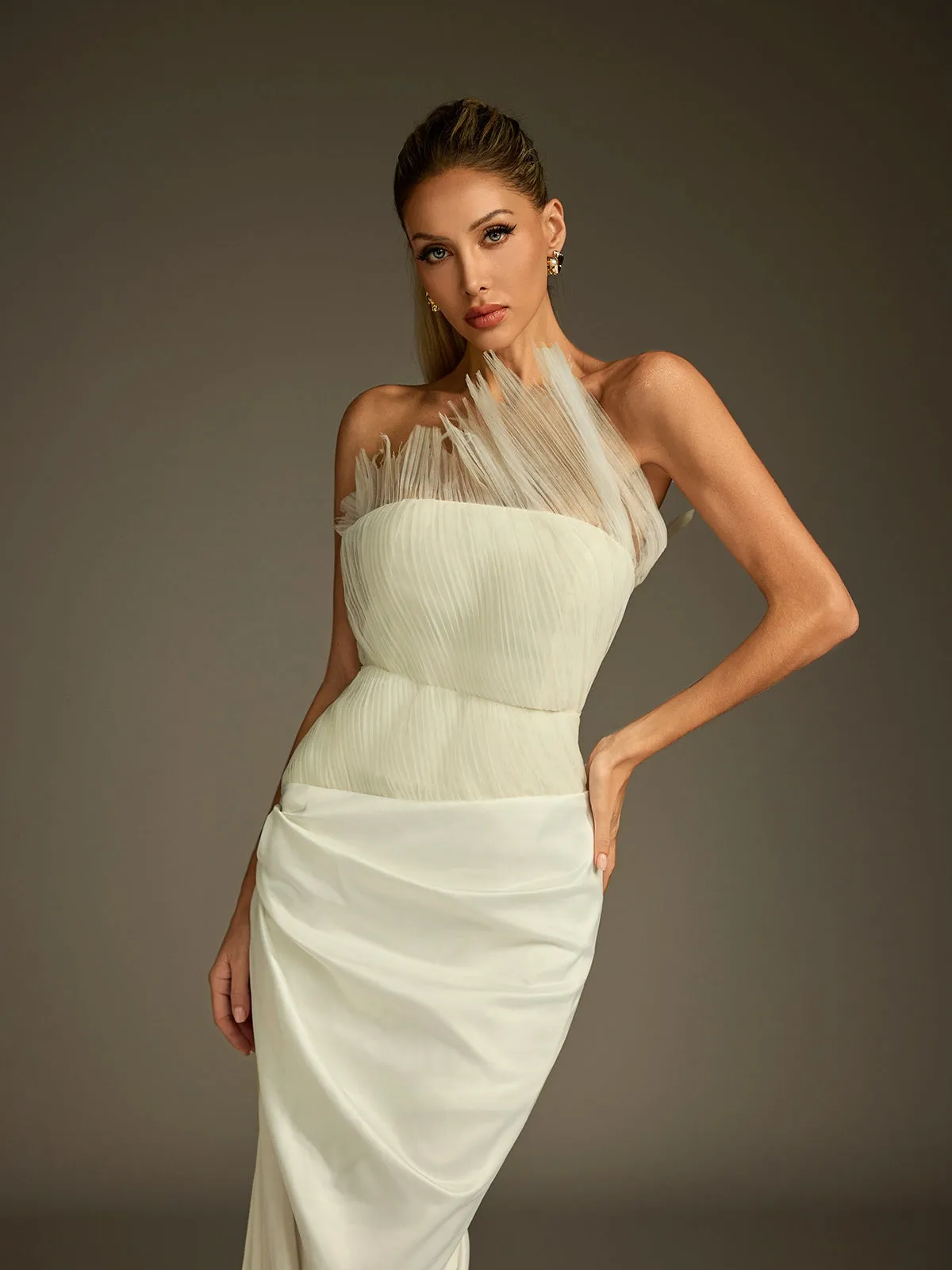 Kaelan Strapless Ruched Split Skirt Set sold by Mew Mews product image thumbnail 2