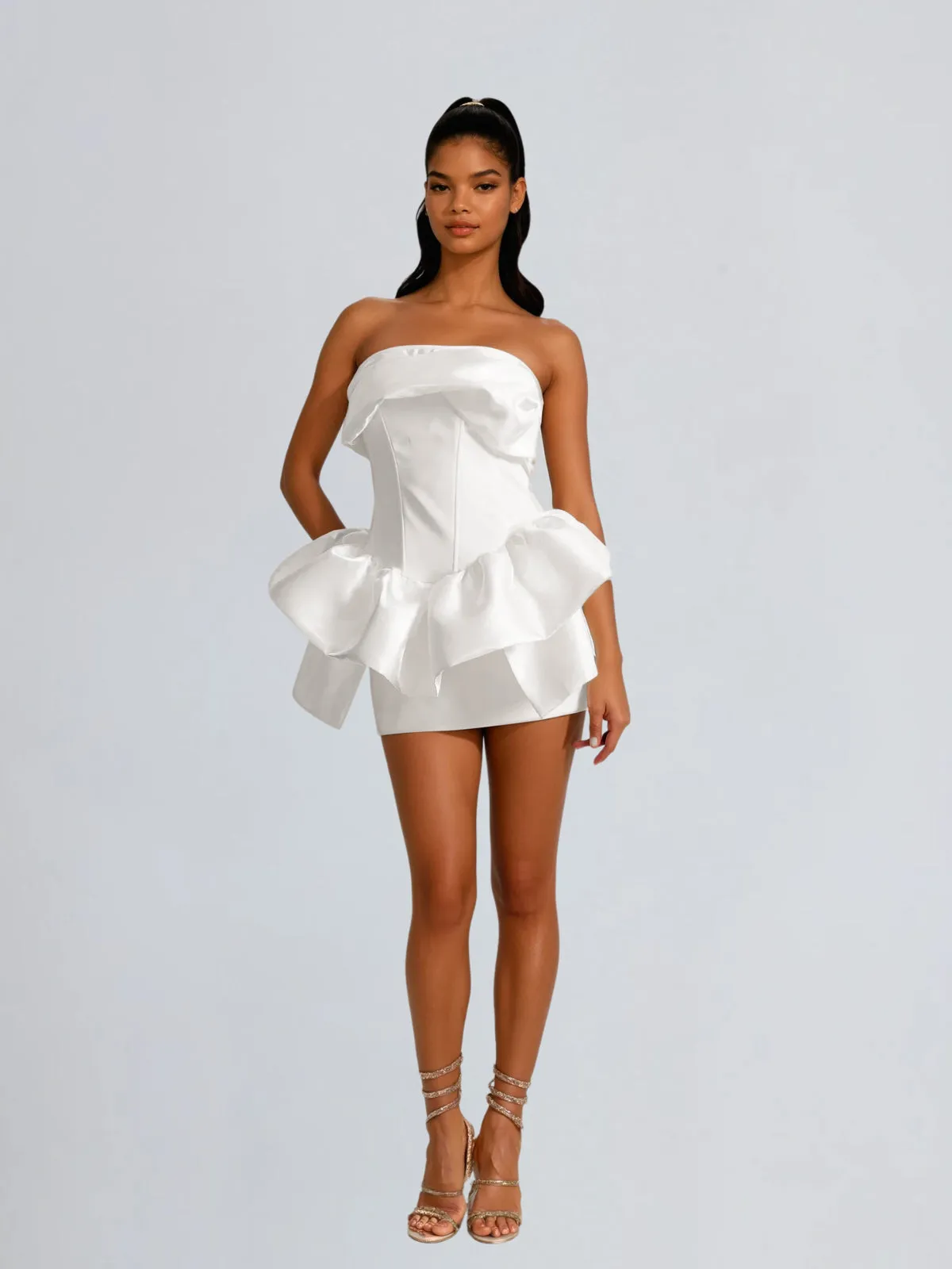 Dulcimer Strapless Satin Mini Dress sold by Mew Mews product image thumbnail 3