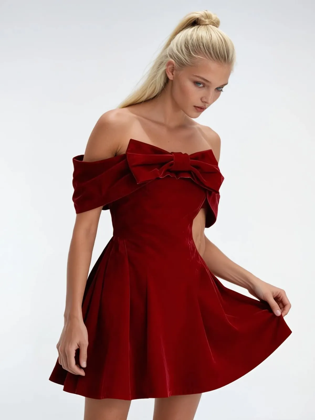 Dyphone Off Shoulder Bow Mini Dress sold by Mew Mews product image thumbnail 2