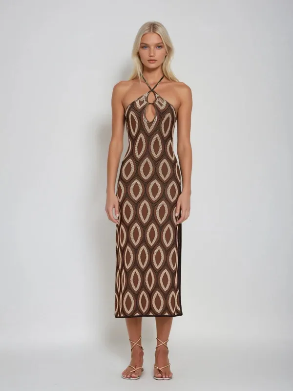 Makaila Halterneck Printed Midi Dress sold by Mew Mews