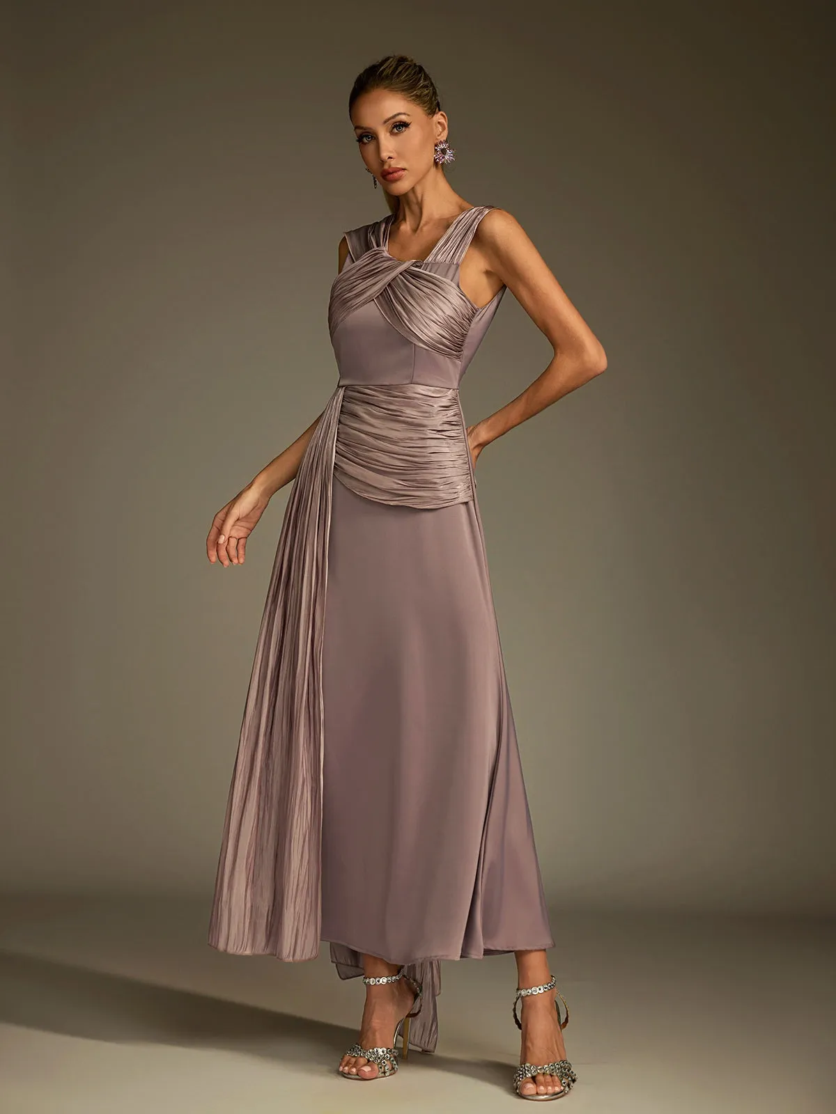 Anathema Ruched Draped Satin Maxi Dress sold by Mew Mews product image thumbnail 5