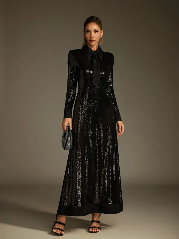 Lucera Collar Sequin Maxi Dress sold by Mew Mews