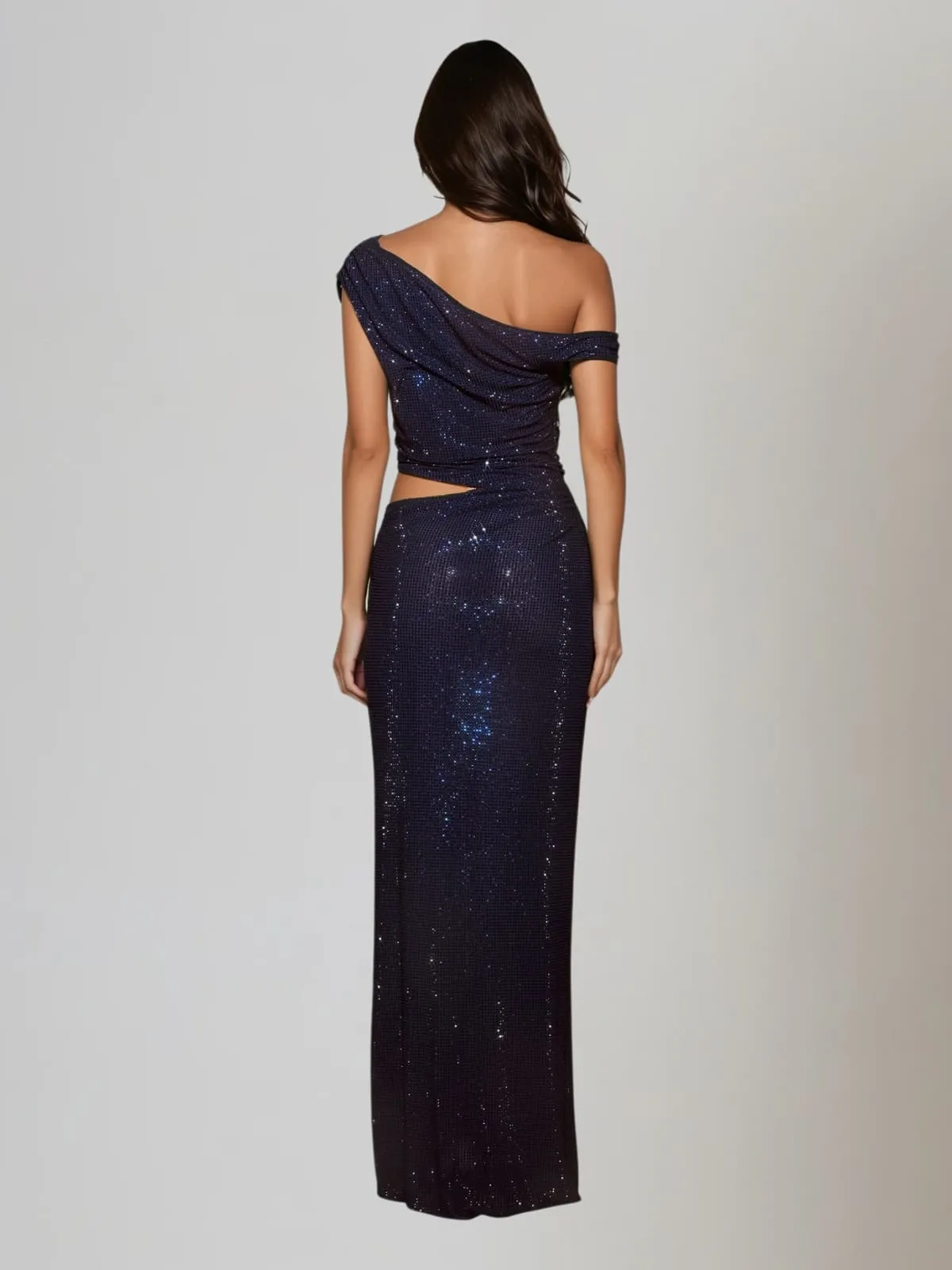 Diopter Cutout Rhinestone Maxi Dress In Navy sold by Mew Mews product image thumbnail 3