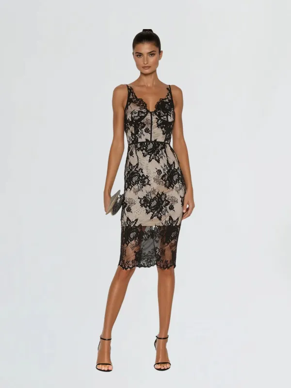 Dyneira Spaghetti Lace Midi Dress sold by Mew Mews