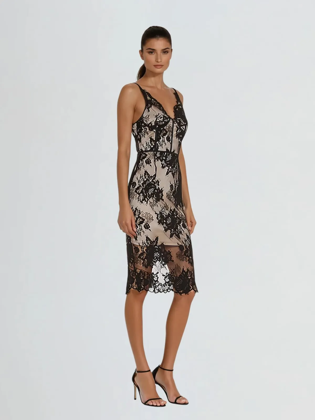 Dyneira Spaghetti Lace Midi Dress sold by Mew Mews product image thumbnail 2