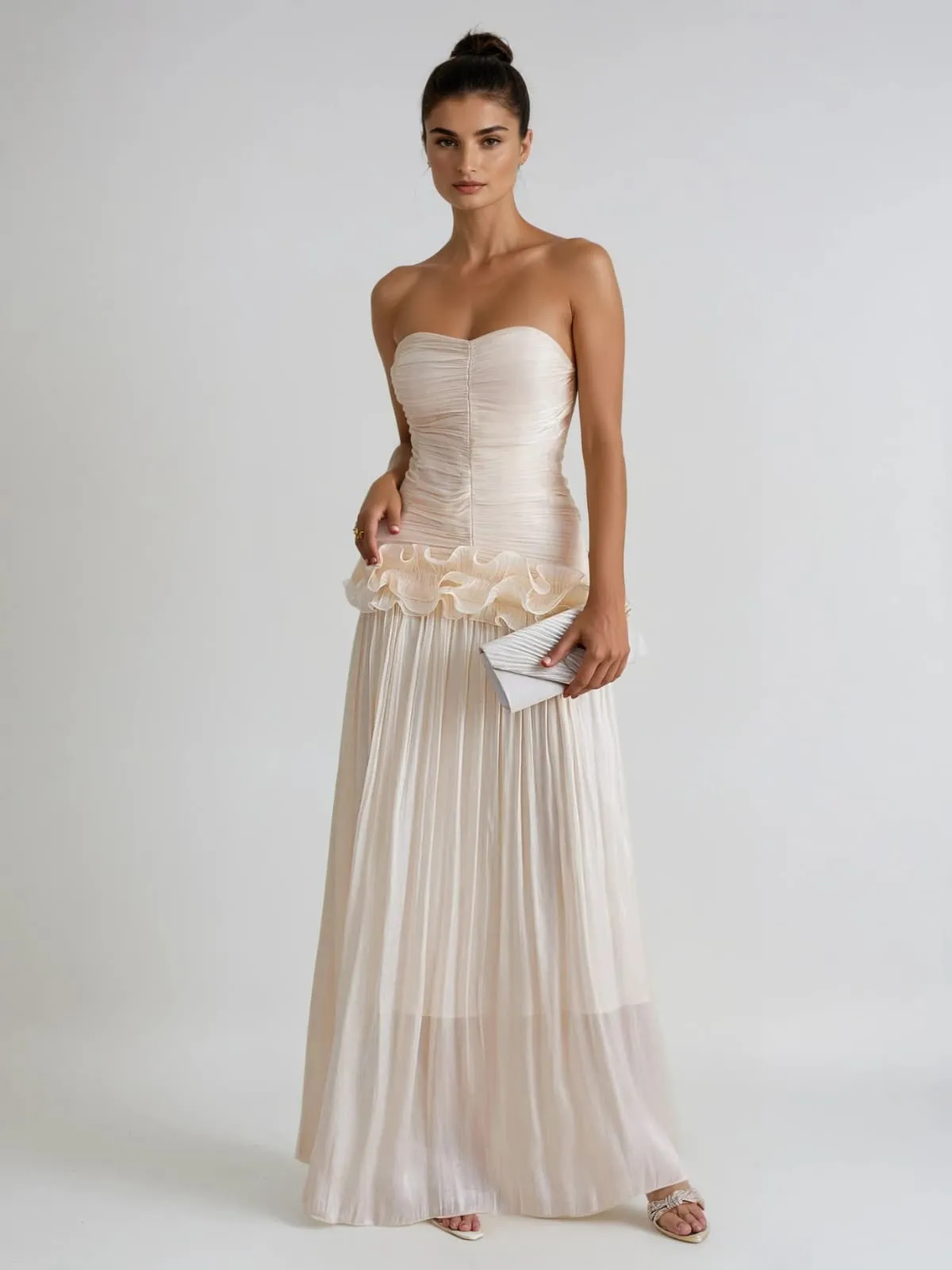 Dendria Strapless Ruffle Maxi Dress sold by Mew Mews product image thumbnail 4
