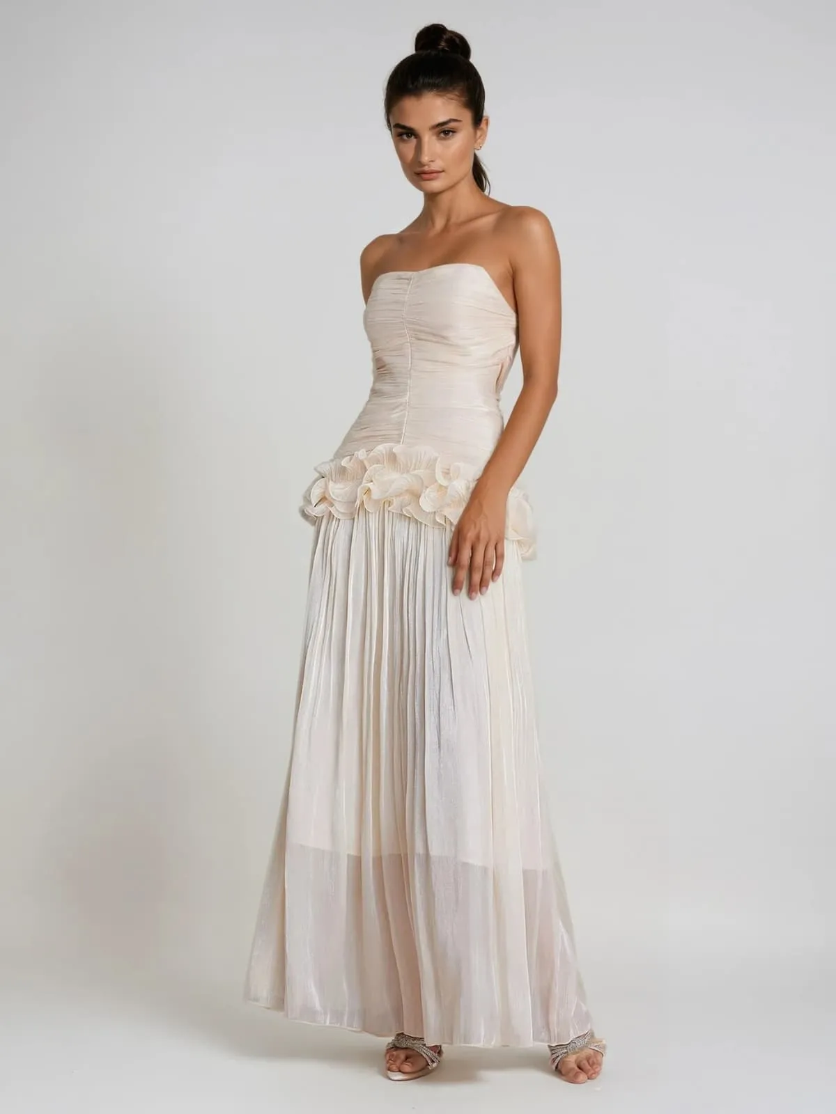 Dendria Strapless Ruffle Maxi Dress sold by Mew Mews product image thumbnail 3