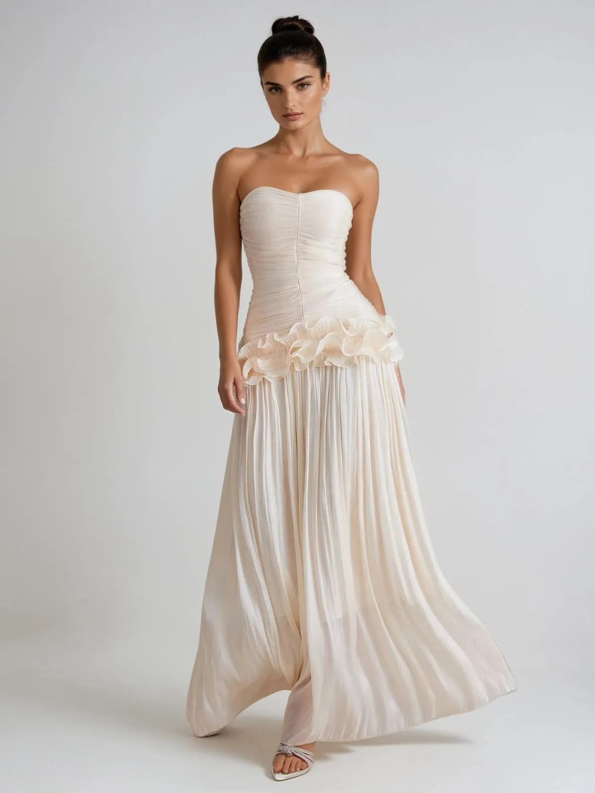 Dendria Strapless Ruffle Maxi Dress sold by Mew Mews product image thumbnail 2