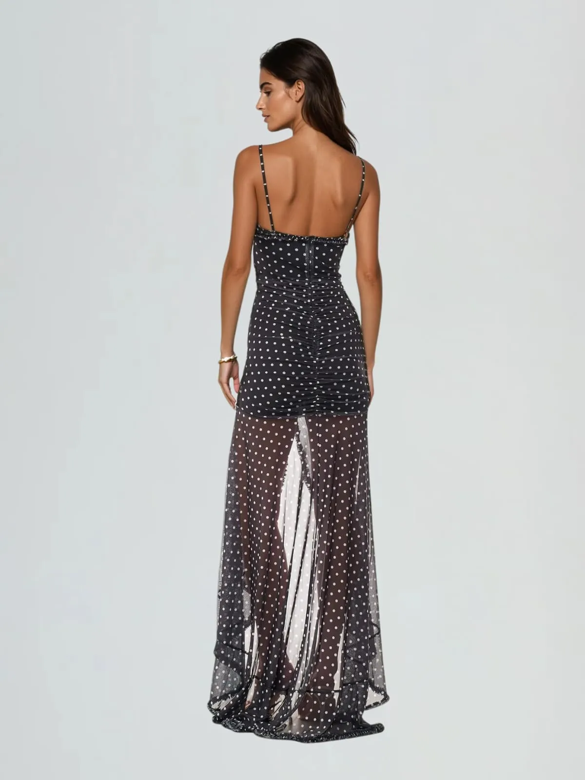 Cyalith Spaghetti Dot Split Maxi Dress sold by Mew Mews product image thumbnail 3