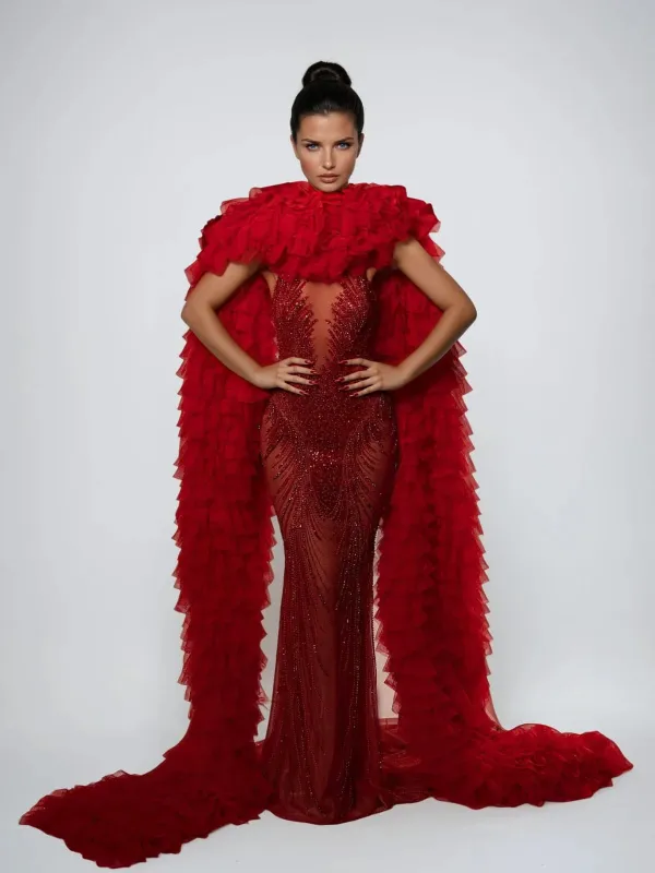 Banshee Sequin Mesh Maxi Dress made by Mew Mews