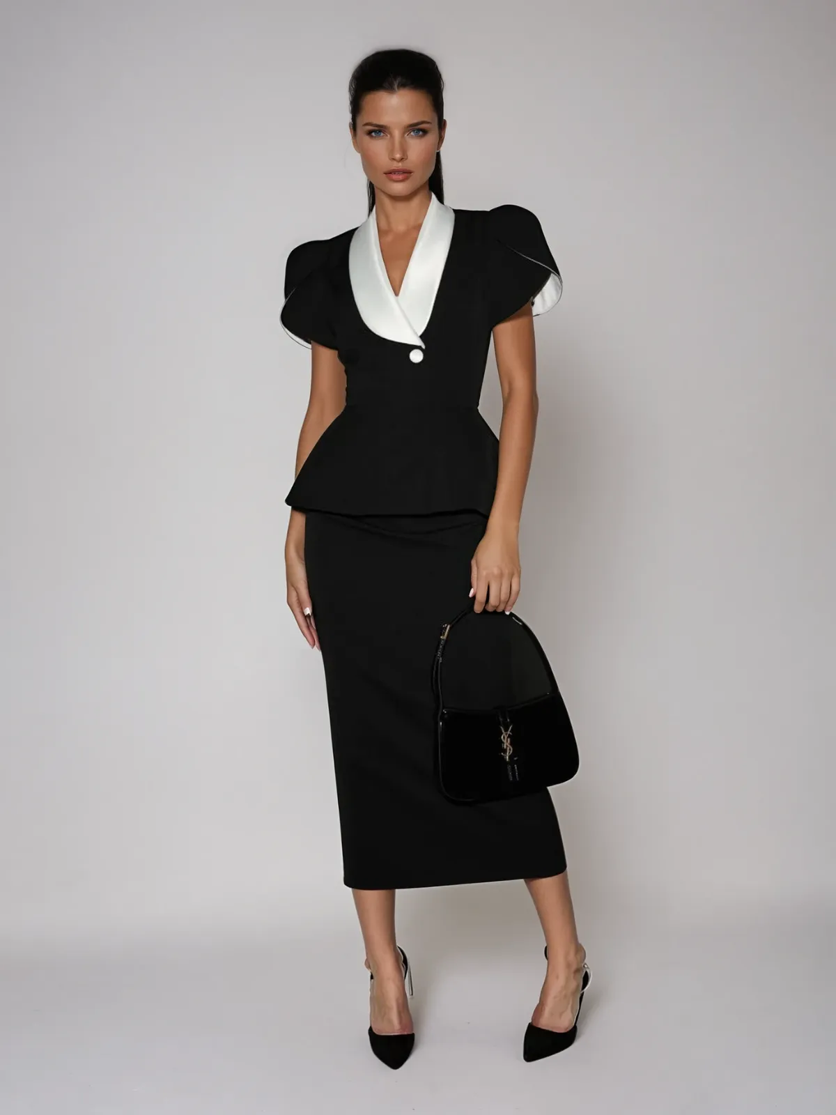 Vrythia Short Sleeve Satin Skirt Set sold by Mew Mews