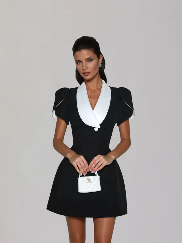 Vrythia Short Sleeve Satin Mini Dress sold by Mew Mews