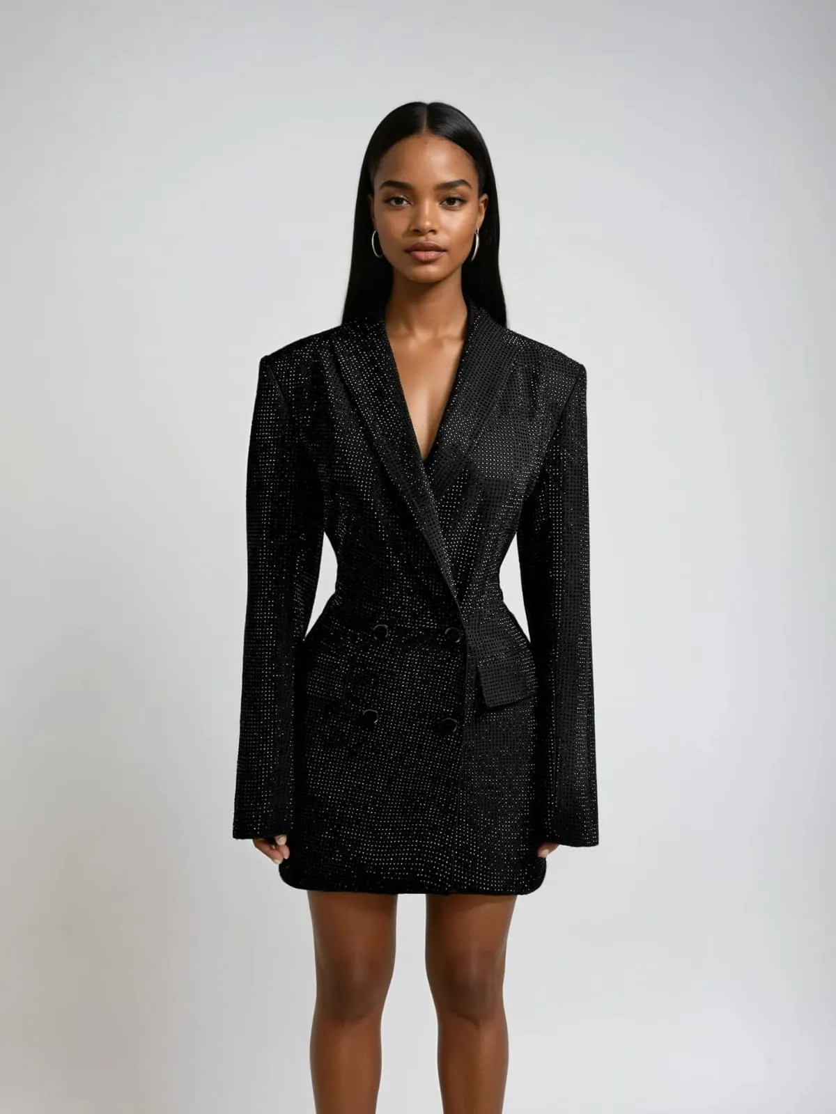 Driftspace Rhinestone Mini Blazer Dress In Black sold by Mew Mews