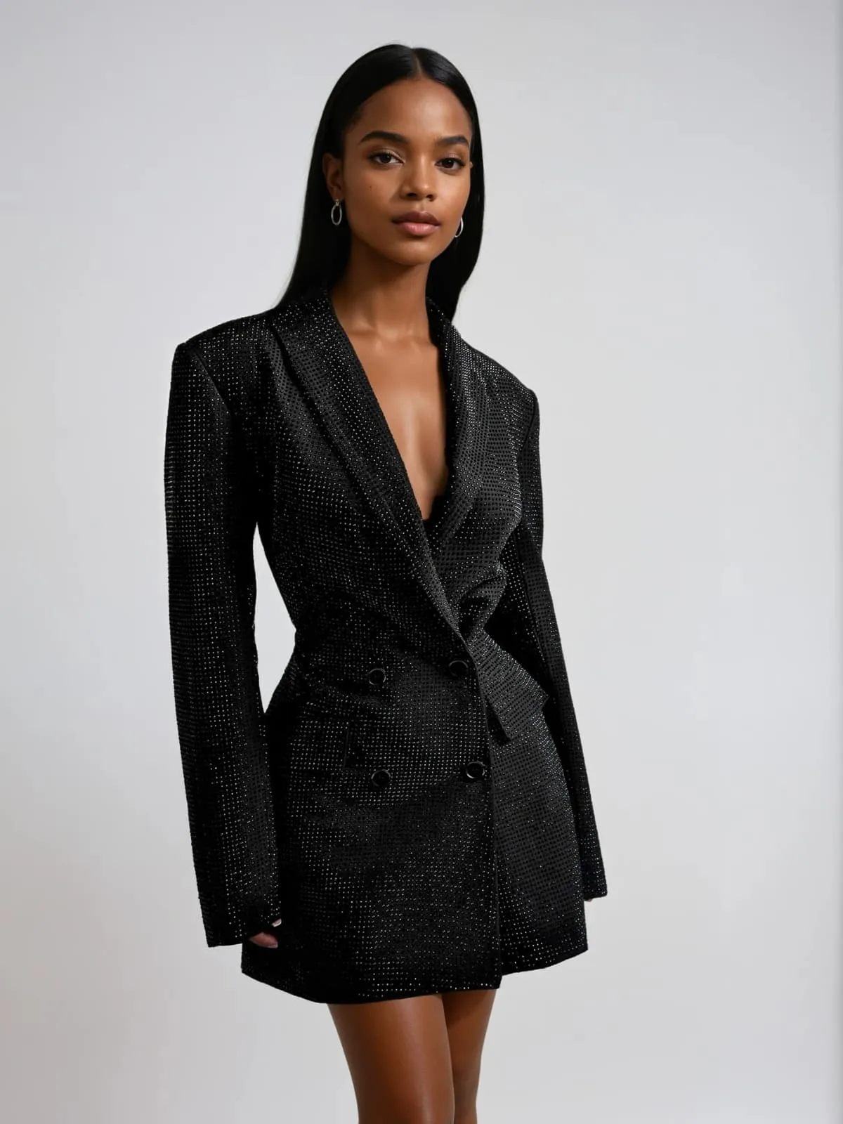 Driftspace Rhinestone Mini Blazer Dress In Black sold by Mew Mews product image thumbnail 4