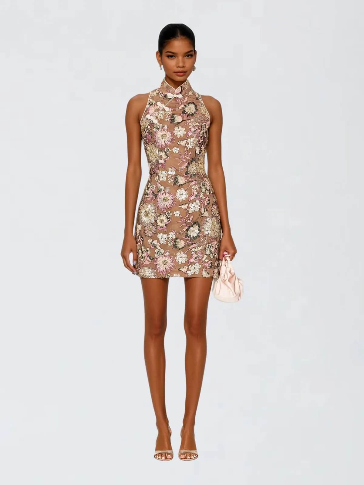 Algory Stand Collar Embroidered Floral Mini Dress sold by Mew Mews