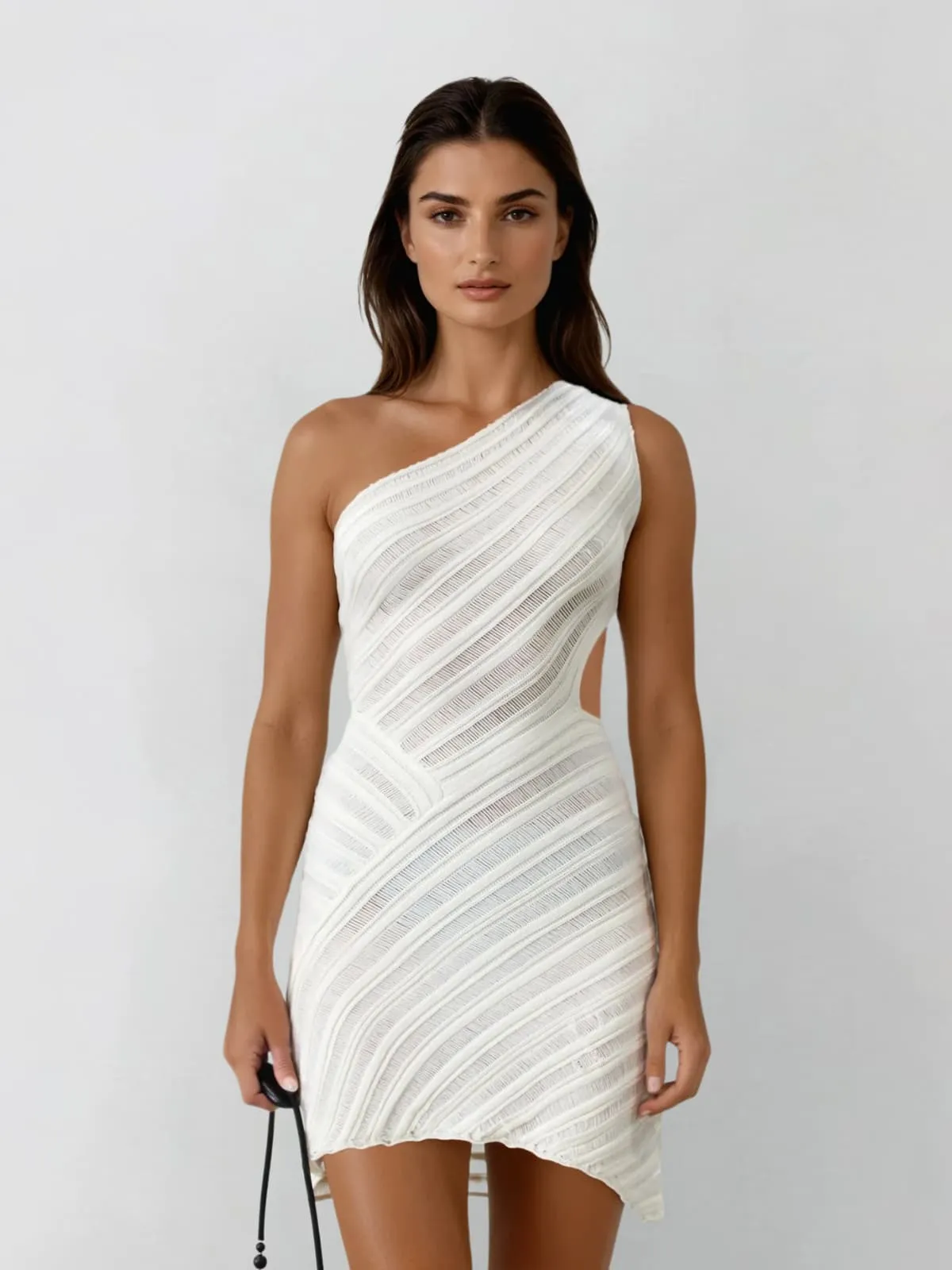 Dynamid One Shoulder Cutout Knitted Mini Dress sold by Mew Mews product image thumbnail 2