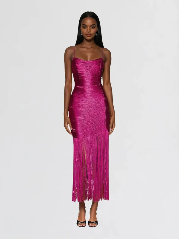 Syriel Spaghetti Fringe Maxi Dress sold by Mew Mews