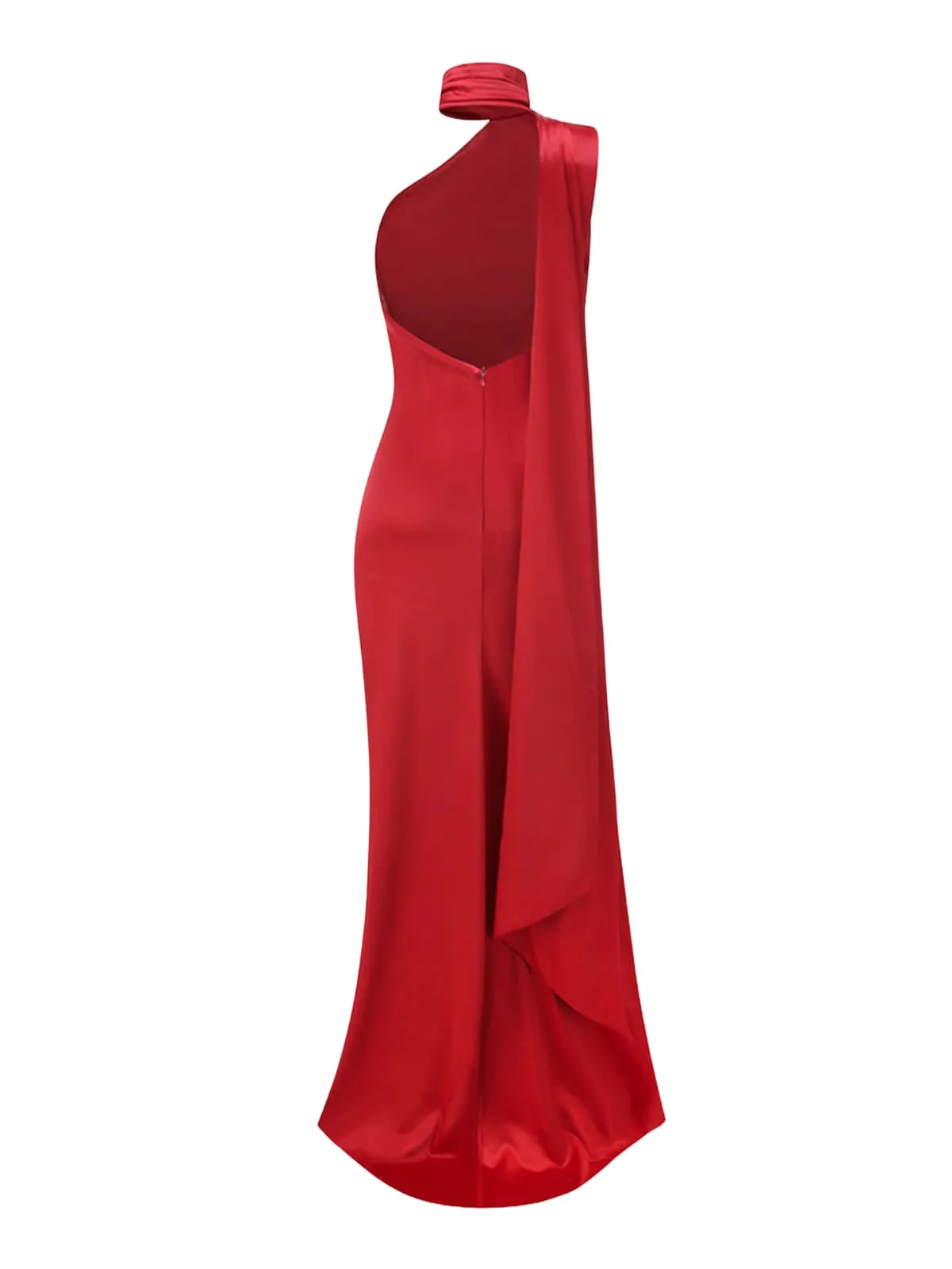 Fyria Halterneck Flower Satin Maxi Dress In Red sold by Mew Mews product image thumbnail 5